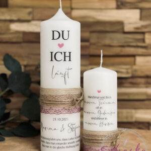 Hochzeitskerze "DU ICH läuft"